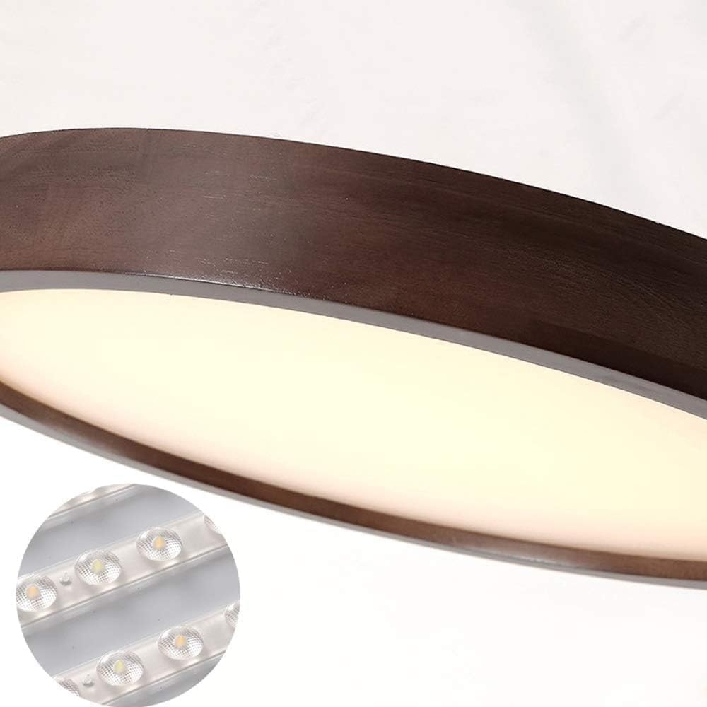 LED Round Flat Ceiling Light Fixture 3 Color Dimming 18W Farmhouse Rustic Flush Mount Kitchen Walnut Wood Decorate Ceiling Lighting with Acrylic Lampshade(40cm)