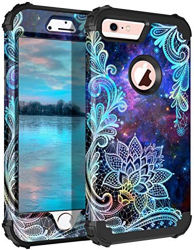 Casetego Compatible with iPhone 6S Case,iPhone 6 Case,Floral Three Layer Heavy Duty Hybrid Sturdy Shockproof Protective Cover Case for Apple iPhone 6S/6,Mandala
