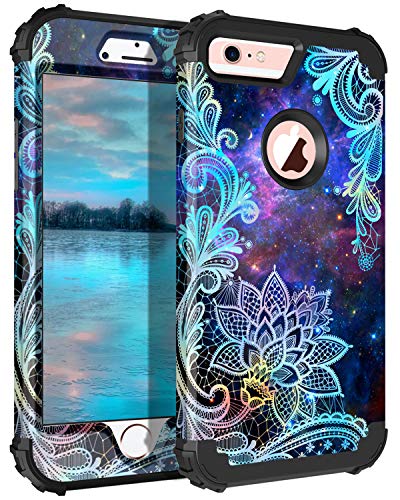 Casetego for iPhone 6S Case,iPhone 6 Case,Glow in The Dark Three Layer Heavy Duty Sturdy Shockproof Full Protection Rugged Hard PC+Soft TPU Bumper Case for Apple iPhone 6S/6 4.7 inch,Mandala