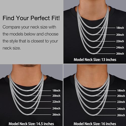 Momlovu Gold Chain Silver Chain for Men Boys, 4mm/6mm Non-Tarnish 18K Gold-Plated Cuban Link Chain, Cool Men's Necklace Chain 18/20/22/24/26 Inch, Durable Lobster Clasp2