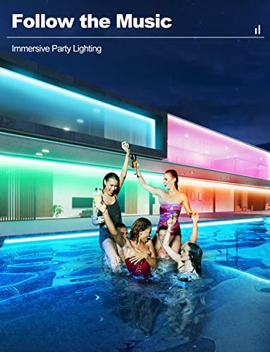 Lichaser 100Ft Outdoor Led Strip Lights Waterproof, 12V Rgb Led Light Strips Compatible With Alexa And Google Assistant, Smart Color Changing App And Remote Control Led Room Lights For Patio, Bedroom #TOP4