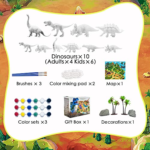 Nungt Dinosaur Painting Kit, Diy Paintable Figurines Toys Dinsaour Arts And Crafts Paint Dinosaur Crafts For Kids Birthdy Gift Aged 3 4 5+ Year Old #TOP1