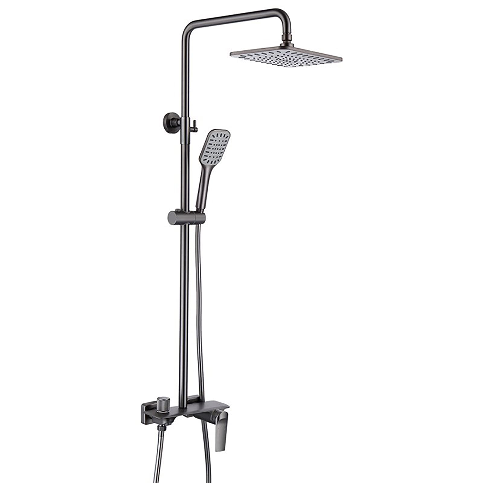 HADECOLL Rain Shower Faucet Set, Portable Shower Combo With 3 Functions, Black Bathtub Mixer Tap, Rainfall Showerhead And Spout System For Modern Bathrooms,Gun Gray