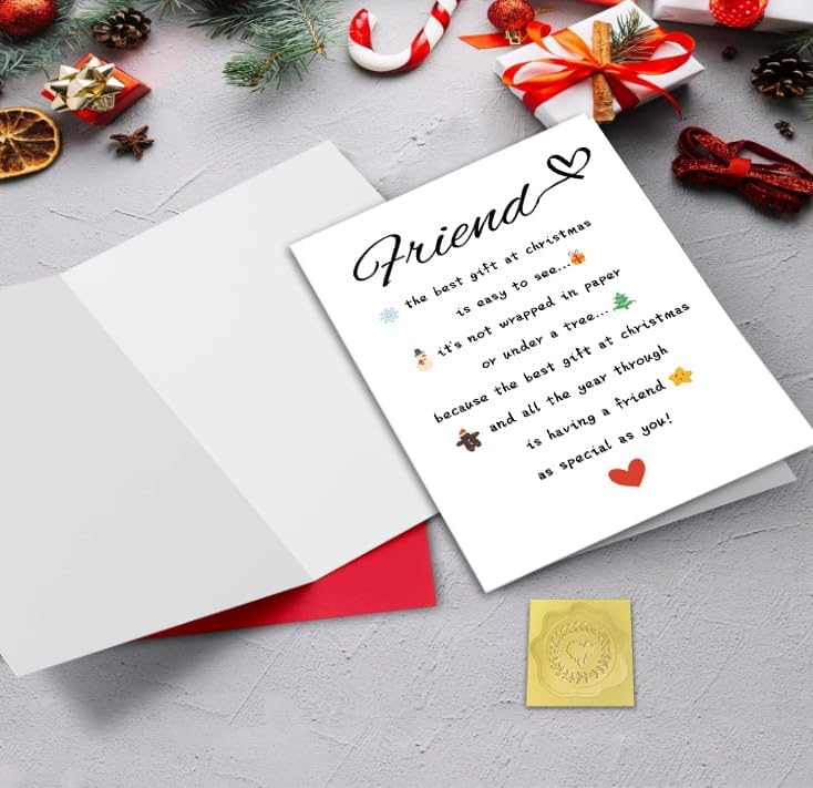 XXDJLP Humor Friends Christmas Cards with Envelopes, Best Friend Christmas Card for Him Her,Happy Christmas Card for Friend Family,Warm Xmas Holiday Gift - Image 3