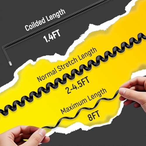 image for Uvital 2 Pack Phone Cord for Landline, 1.4 FT Coiled Black Telephone H