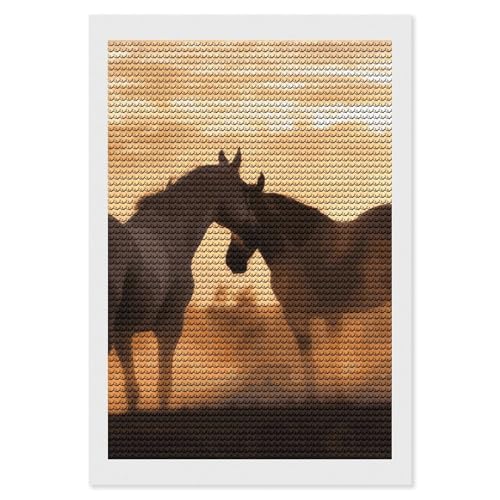Peinture diamant 5D pour débutant pour réduire le stress avec des chevaux