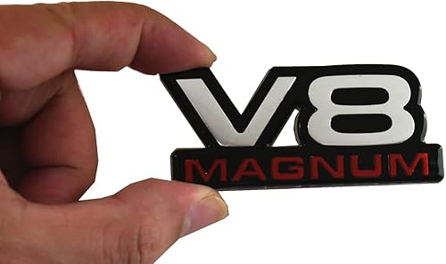 Miniatura 1 de 1 emblema V8 Magnum para puerta de guardabarros, placa de identificación 3D, logotipo 1500 Van apto para 94-01 Magnum (rojo cromado)