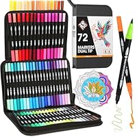 ZENO 72 Feutres Coloriage Adulte - Feutre Double Pointe Fine & Pinceau - Dessin, Croquis, Coloriage, Manga, Mandala, Feutre Aquarelle avec Malette - Sans Trace, Crayon Feutre Coloriage Adulte