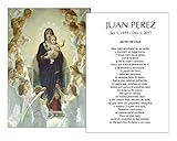 Targetas Funerales De Recordatorio (50 Cards) FPC1004ES Virgen con Ángeles (Impreso personalizado - Seleccione oración deseada)