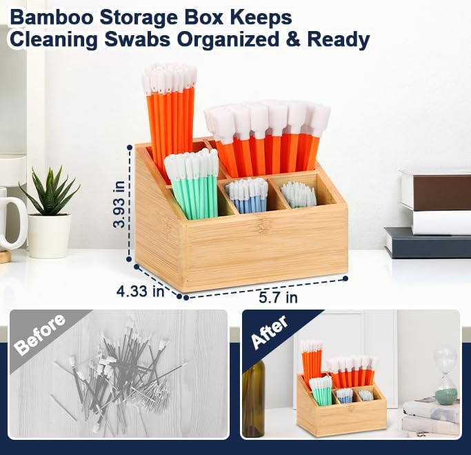 250 Pcs Foam Cleaning Swab Kit 5 Types Lint-Free Foam Swab Sticks with Storage Box Micro Cleaning Sponge Tip Swabs for Electronics Printer Cameras Optical Lenses Equipment Gun Automotive Detailing