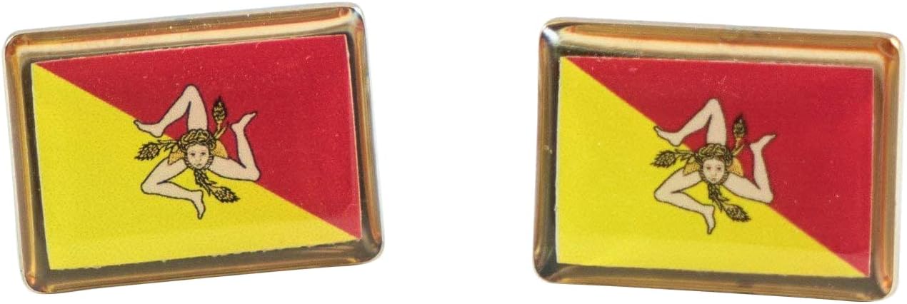 Sicilian Flag Cufflinks, Lapel Pins, Tie Bars, Earrings, Jewelry and Accessories