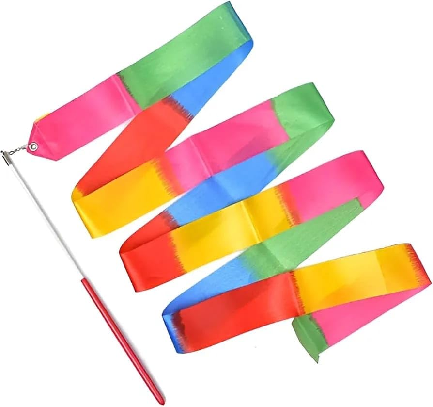 J.M Party & FunRhythmic Gymnastics Ribbon Wand for Kids & Girls, Rainbow Dance Streamer with Rotating Metal Clasp & Non-Slip Handle for Ballet, Gymnastics, Dance Practice & Performance (3.75M Ribbon)-image-31