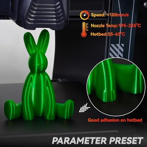 Image of PLA Filament 1.75mm, TINMORRY 3D Printer Filament, 1kg (2.2lbs), Compatible with Bambu FDM 3D Printer, Silk Green