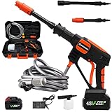 【Idropulitrice a batteria portatile】 Il design senza fili, leggero e compatto può viaggiare ovunque. Puoi utilizzare la nostra idropulitrice per pulire in pochi minuti superfici domestiche esterne, mobili da giardino, automobili, scale e sporco di piscine.