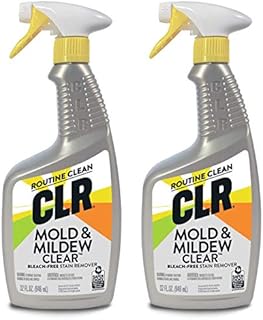 CLR Mold & Mildew Stain Remover Spray | Works on Fabric, Wood, Fiberglass, Concrete, Brick, Painted Walls, Glass and More | EPA Safer Choice, (32 Ounce, Pack of 2)