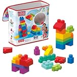 MEGA BLOKS Big Building Bag building set with 60 big and colorful building blocks, and 1 storage bag, toy gift set for ages 1 and up, DCH55