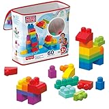MEGA BLOKS Big Building Bag building set with 60 big and colorful building blocks, and 1 storage bag, toy gift set for ages 1 and up, DCH55