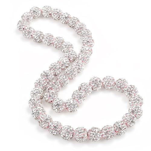 QINJIEJIE Baseball Chain Necklaces for Women Men Team Lovers, 16in Pink Beads Necklace Bling Diamond Rhinestone lifestyle 101,Ice Collection Baseball Drip Accessories Gifts
