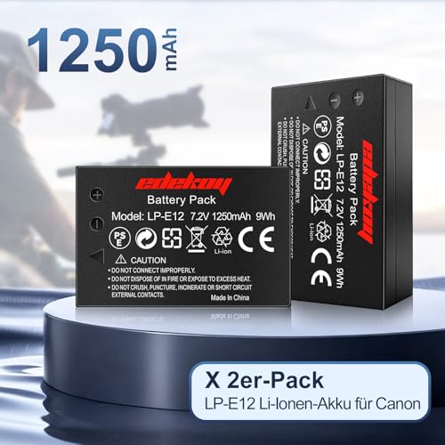 Batería LP-E12 compatible con Canon M50 de 1250 mAh repuesto de cámaras fotográficas 5