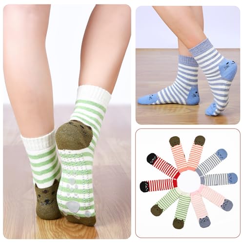 Image of Non Slip Socks for Women with Grips Thermal Winter Warm Thick Cozy Cabin Crew Comfy Anti Skid Slipper Socks Gifts for Women