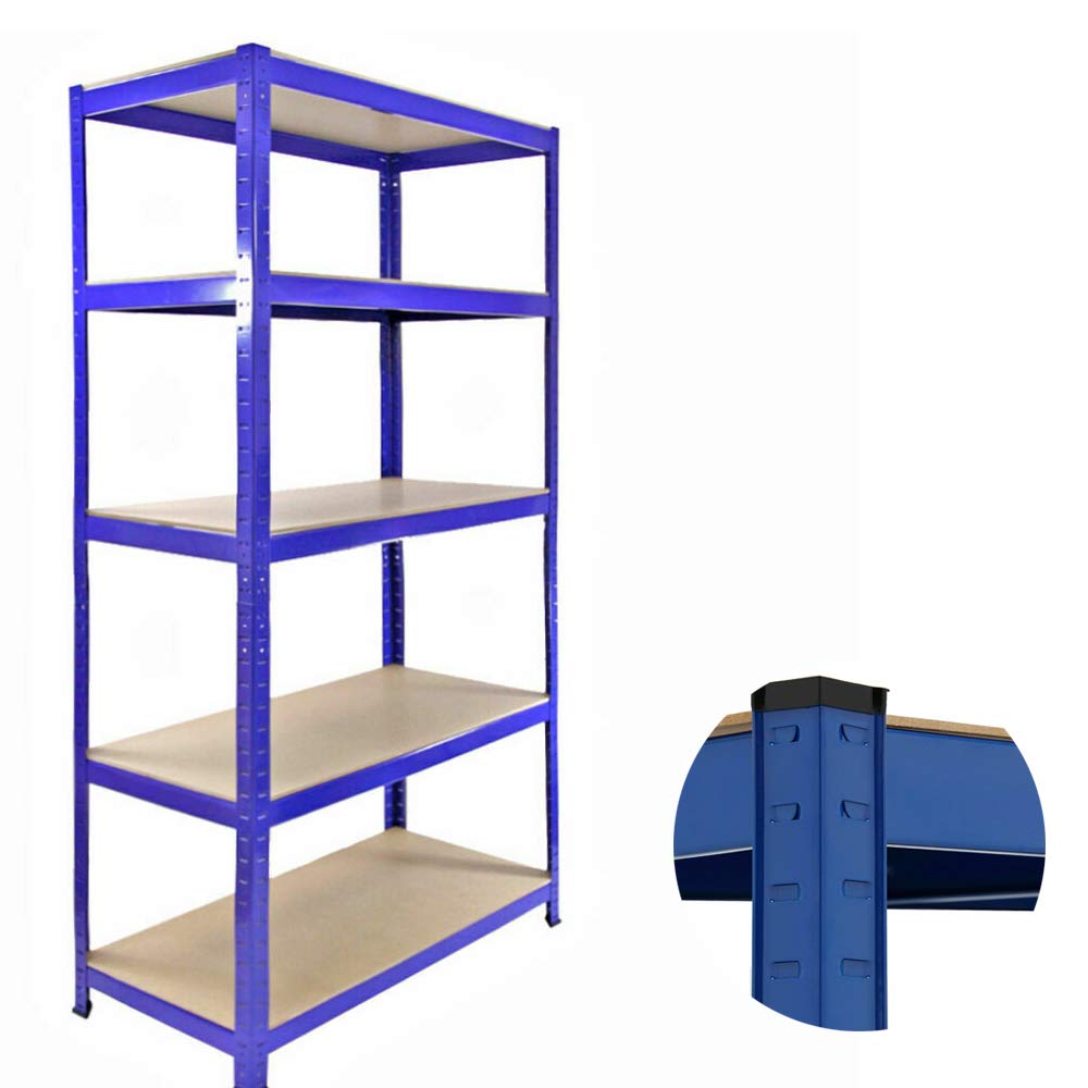 Scaffale in metallo resistente, 170 x 75 x 30 cm, capacità di carico per ripiano, 175 kg per ripiano, scaffalatura industriale per garage, cantina e magazzino, finitura blu