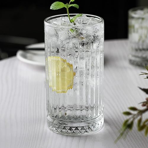 Image of Premium Juice Glasses Drinking Glasses, Highball Lead-Free Glasses, Tumblers for Water, Juice, Beer, Cocktail and Mixed Drinks - Pieces, Transparent (Crystal Glasses, 4 Count (Pack of 1))