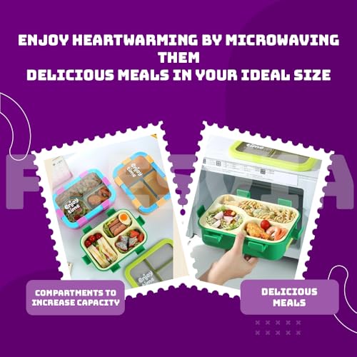 Image of Lunch Box for Kids Girls Boys, Toddler Kids Lunch Boxes for School, Lunch Containers for Adults with 3 Compartments, Utensils, Food Picks (Purple, 700 Ml)