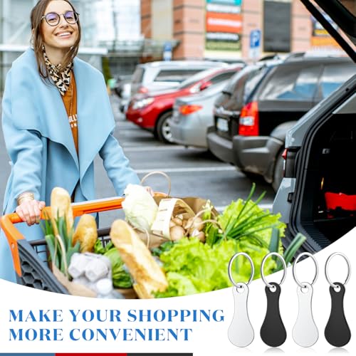 Image of Shimeyao 4 Pcs Portable Aluminum Alloy Keyring Shopping Cart Trolley Tokens Quarter Keychains Gift for Men Women Valentines