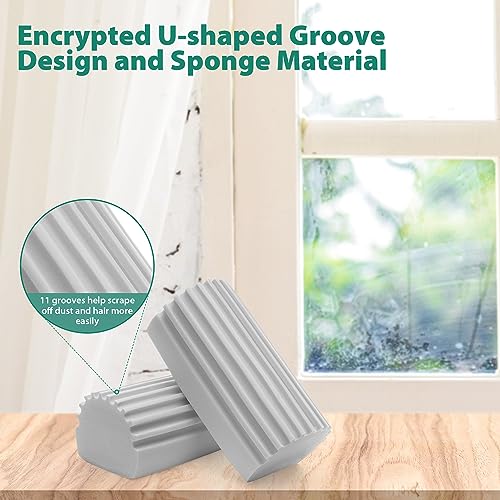 Image of 2 PCS Damp Clean Duster Sponge, Magic Dust Cleaning Sponge Baseboard Cleaner Tool, Blind Cleaner Duster Tool, Reusable Dusters for Cleaning Vents, Ceiling Fan, Cobweb, Lock Dust(Grey)
