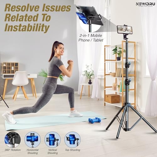 Image of NEWDRU TripGrip Pro - Adjustable & Foldable Tripod Stand | Universal Phone Holder & Bluetooth | Multi-Angle Stand for Reels, YouTube, Live Streaming & Vlogging