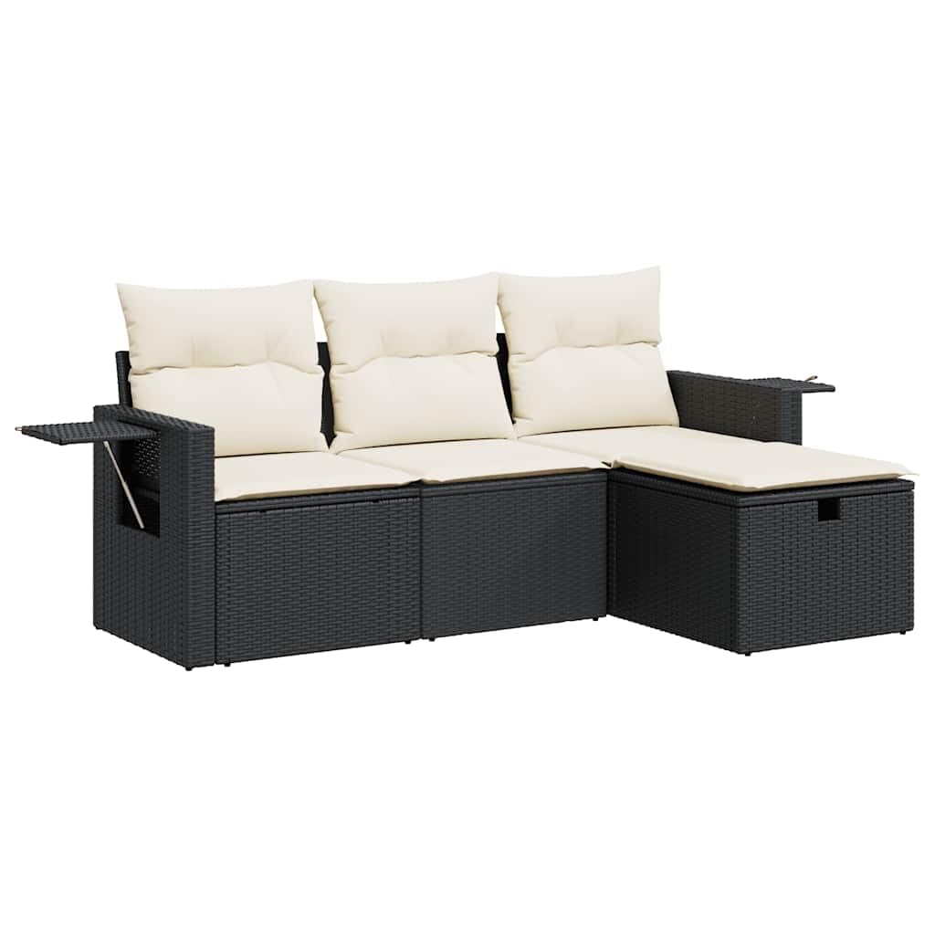 Rattan PE odporny na warunki atmosferyczne taras patio Czarny 4 czesci