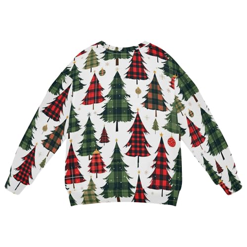 JUNZAN Buffalo Plaid Christmas Trees Big Boys Hoodie Sweatshirt Crewneck Sweatshirts for Boys Party 4T2