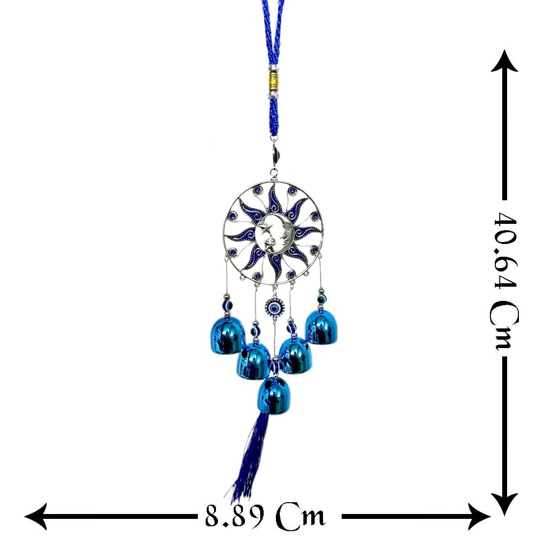 DT DECTONE Metal Blue Turkish Evil Eye Nazar Battu Hanging Lucky Pendant Hanging Ornament Amulet For Car, Home & Office Protection And Blessing From Negative Energy 2