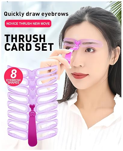 Augenbrauenschablonen Set – 8er Set Augenbrauen Stencil Kit mit Halterung & Gummiband – einfaches Augenbrauen-Styling – Hände frei Schablonen für symmetrische Augenbrauen – Wiederverwendbar (PURPLE)