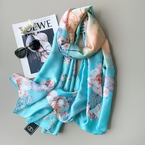 Image of MALINA Women's Polyester Silk Satin Stole Scarf - Soft Lightweight Fashion Wrap, Elegant Floral & Gradient Design, summer stole,Scarf For Women,Premium Stole,Large Size 180x90 cm'