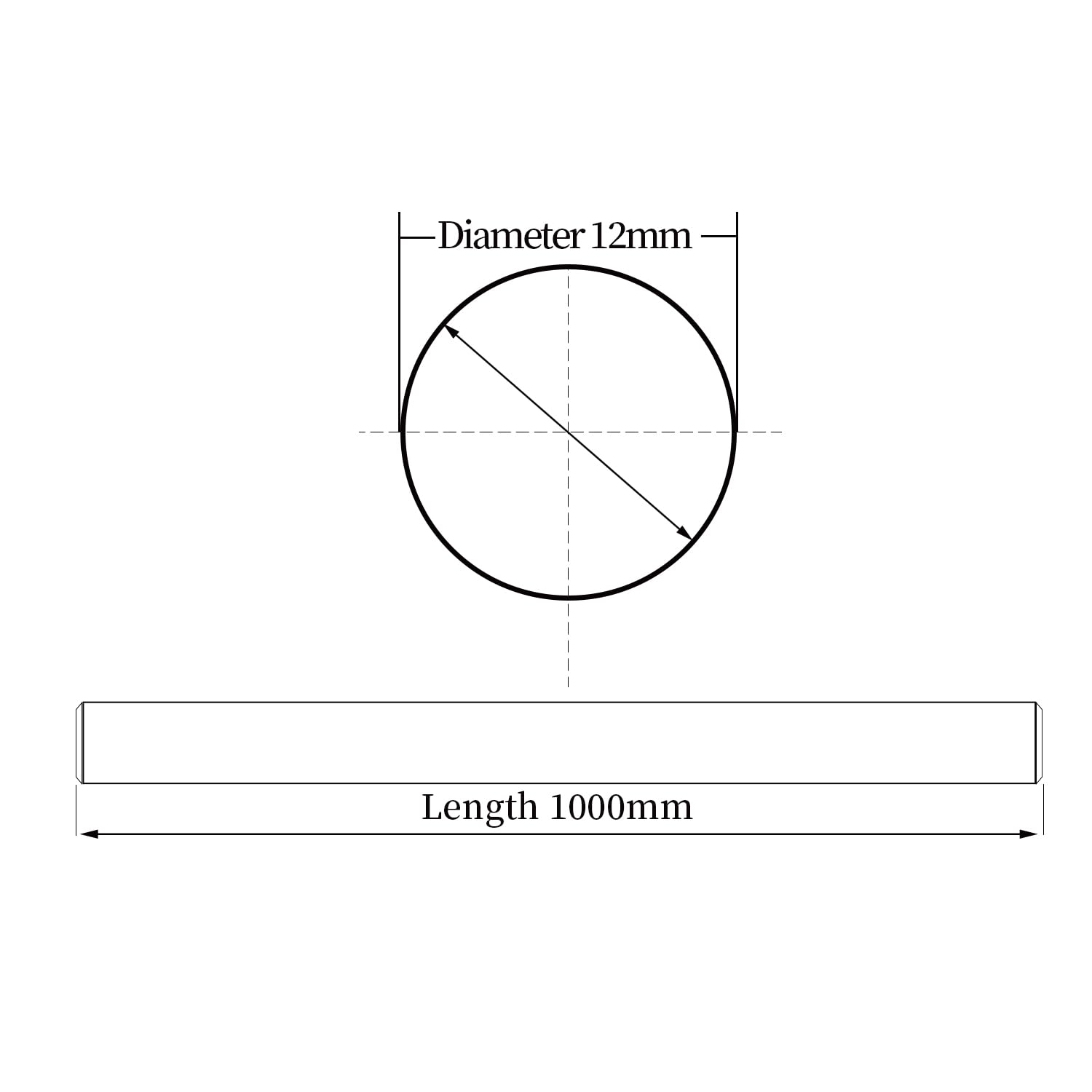 1 PCS 12mm x 1000mm (0.472 x 39.37 inches) Vigorous Linear Motion Rod, Case Hardened Chrome Shaft Linear Rail Rod Shaft for 3D Printer, DIY, CNC - Metric h8 Tolerance