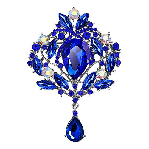 Korliya Teardrop Flower Rhinestone Fashion Brooch Pin Gift for Women Girls Party