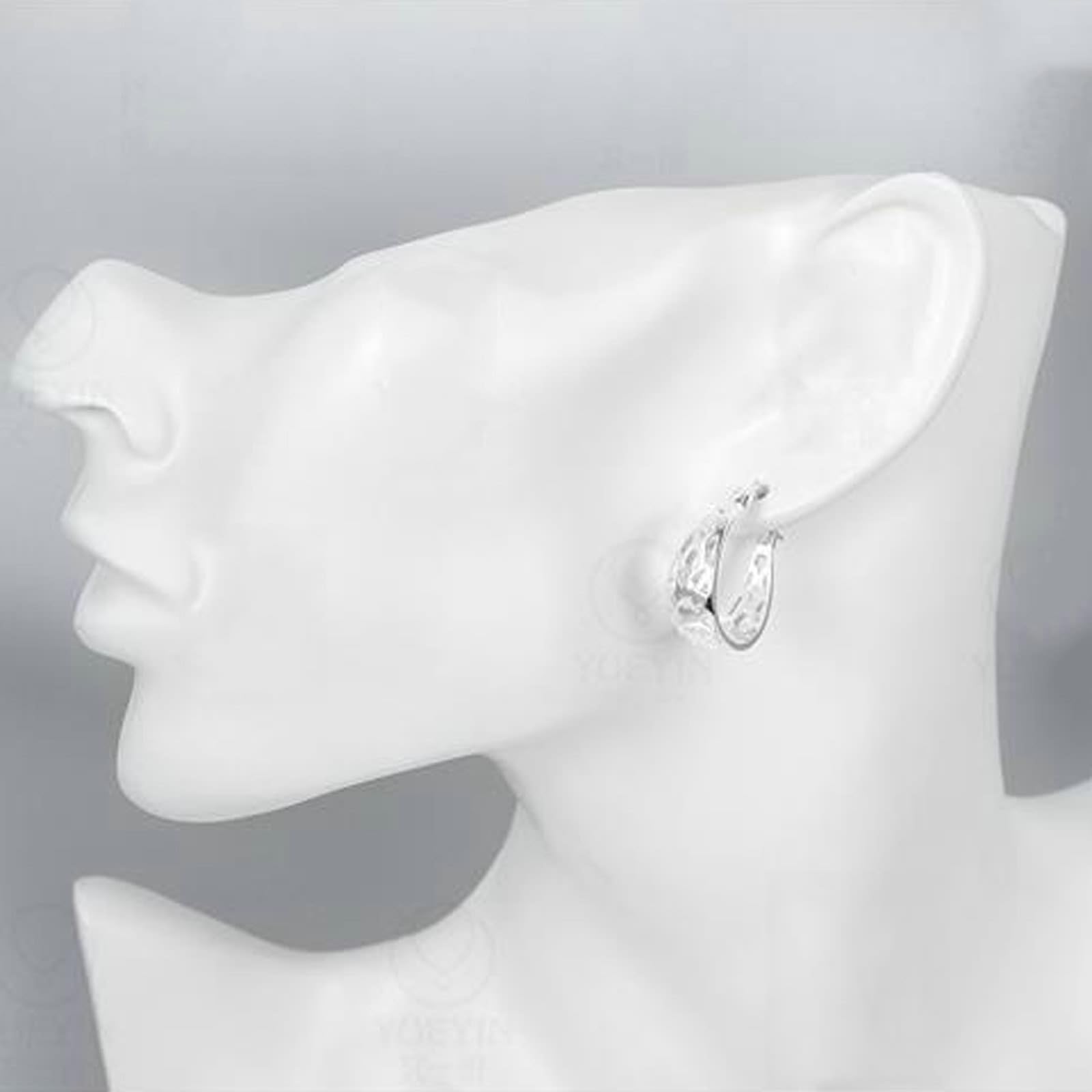 KnSam Au750 Pendientes de oro blanco para mujer, joyas de oro real, pendientes de aro de aro de filamento de 18 K, pendientes de aro para mujer, pequeños, plateados