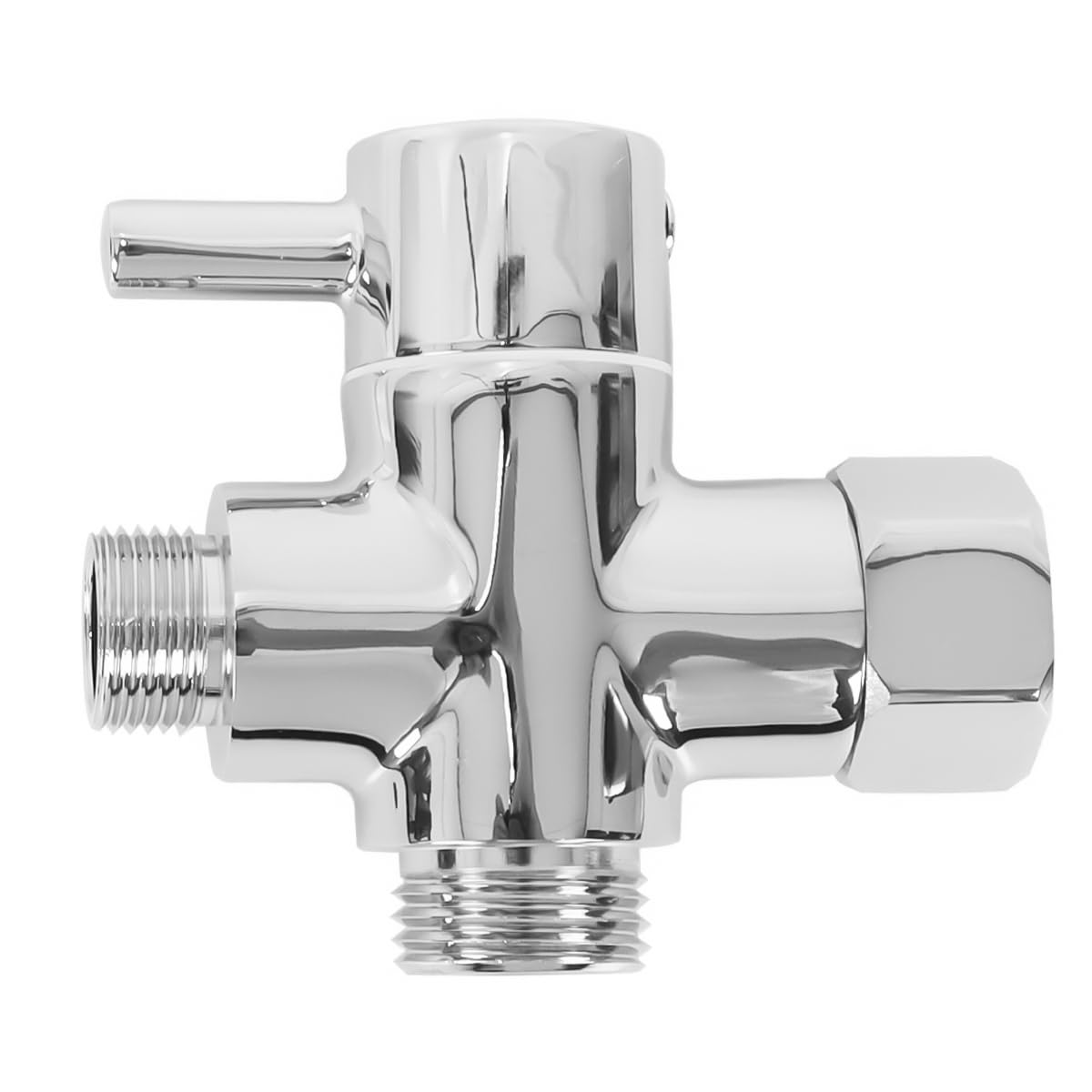 DSF007DB Valvola Deviatrice a 3 Vie Da 3/8 Di Pollice Con Raccordo a T in Ottone Per Doccette Per Bidet (cromata)