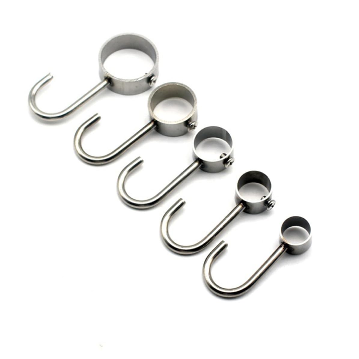 Crochets Tubulaires Légers et Réglables en Acier Inoxydable Lot de 10 Argenté pour Tringle à Rideaux et Rangement Pratique à Domicile