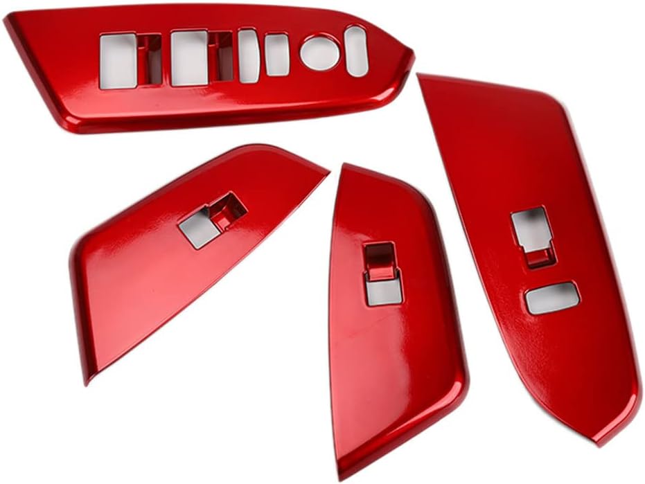 4PCS ABS Red Inner Car Window Switch Panel Cover Door Lock Switch Trim for Honda CRV 2017 2018 2019 2020 2021 2022(Without Rear seat Heating Buttons)