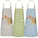Grembiule Cucina Cotone,Sanlianzi 3pcs Grembiule Da Ristorante Regolabile Grembiule Chef Professionale Cooking Apron In Lino Kitchen Apron Con Tasche Per Casa Bar Barbecue Ristorante Caffetteria Mense