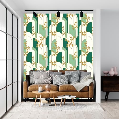 Image of FOKRIM Wallpaper Walls Sticker Waterproof Self Adhesive Green Leaf Wallpaper - Peel and Stick Wall Sticker for Home Office Bedroom Kitchen Furniture Decor - 45x300cm Removable PVC Roll (Pack of 1)