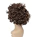 Ty.Hermenlisa 100% Real Virgin Brazilian Remy Human Hair Wigs for Black Women Natural Color Curly Short Bobs Hairpieces with Elastic Strap, 120g, Medium Brown