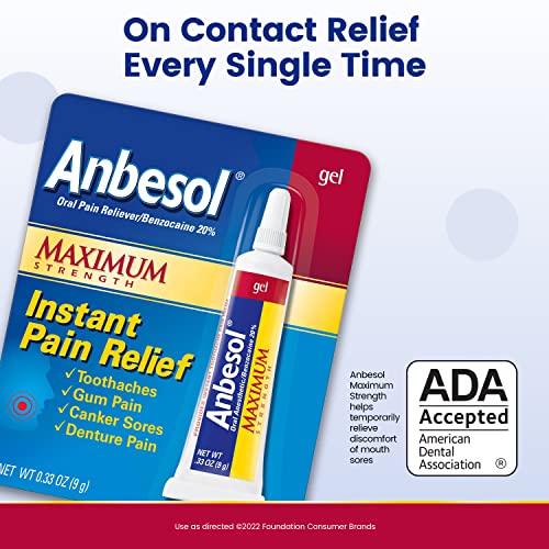 Anbesol Gel Maximum Strength Instant Oral Pain Relief for Toothaches