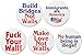 Set 5 Build Bridges Make Love Not Walls Immigrants 1.25â€ Buttons Pins Anti Trump