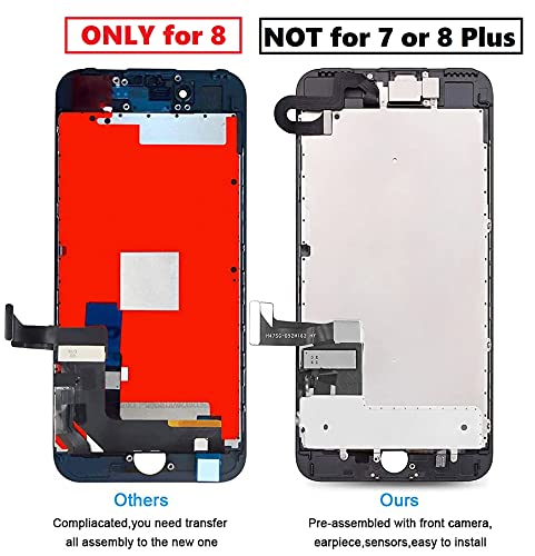 For Iphone 8 Screen Replacement Black Full Assembly 4.7" 3D Touch Lcd Display Screen Digitizer For A1863, A1905, A1906 With Front Camera+Earpiece+Sensors+Waterproof Seal+Repair Tools+Screen Protector #TOP1