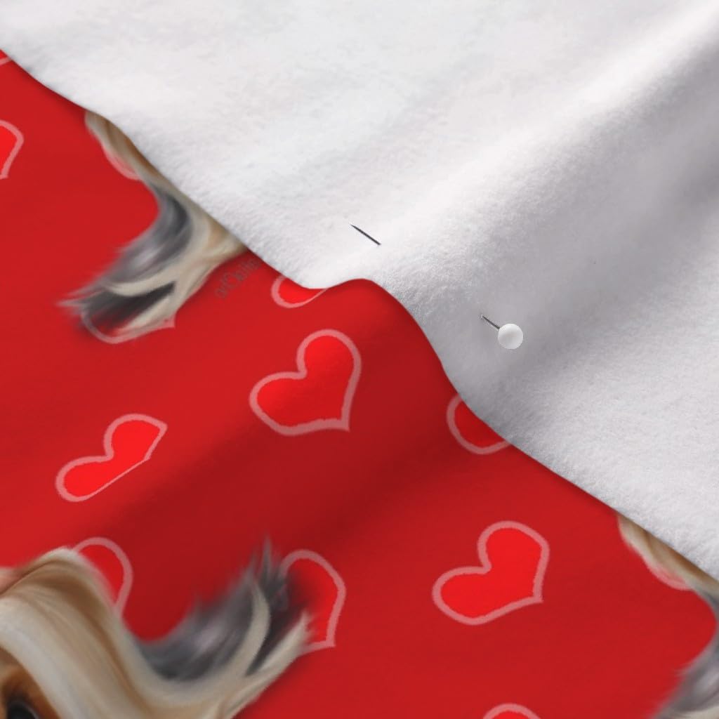 Spoonflower Fabric - Yorkie Beauty Red Hearts Yorkshire Show Valentines Dogs Valentine Printed on Polartec(R) Fleece Fabric by The Yard - Sewing Blankets Loungewear and No-Sew Projects