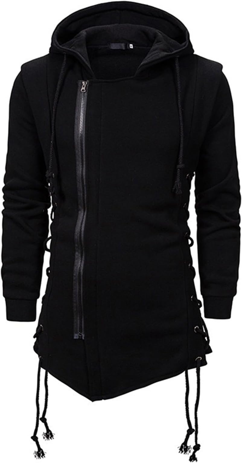 Men's Fashion Hoodie Side Lace Up Fleece Gothic Jacket Sweatshirt