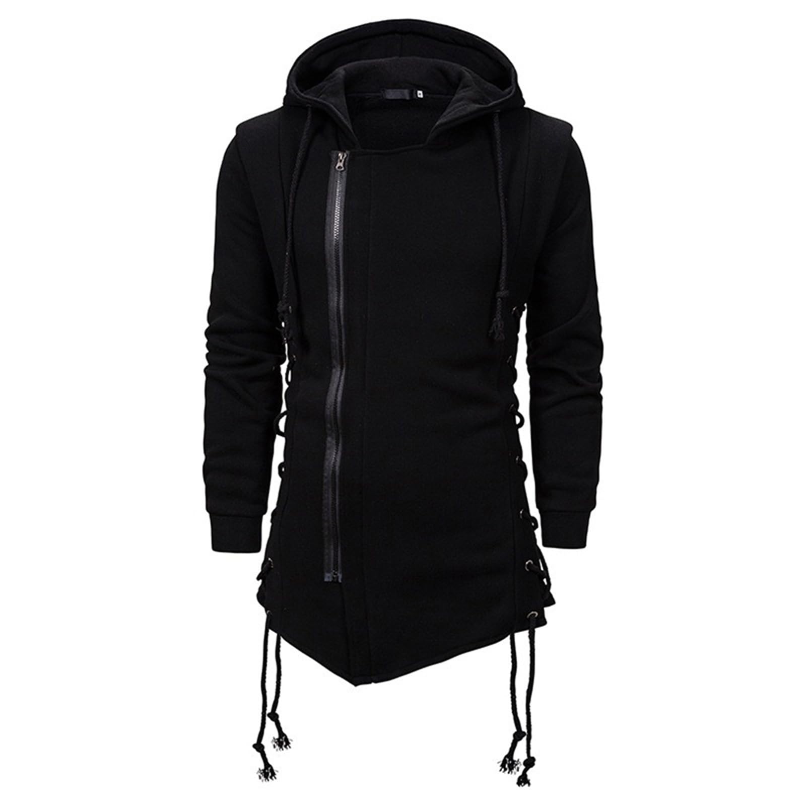 Men's Fashion Hoodie Side Lace Up Fleece Gothic Jacket Sweatshirt